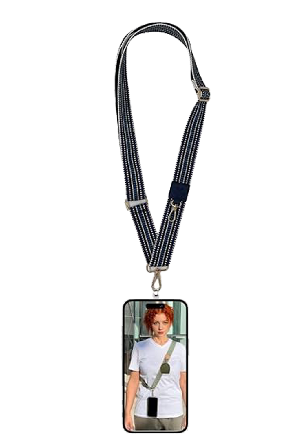 Blue Bordo UNISEX PHONE STRAP:Cotton & PU Leather Crossbody Lanyard