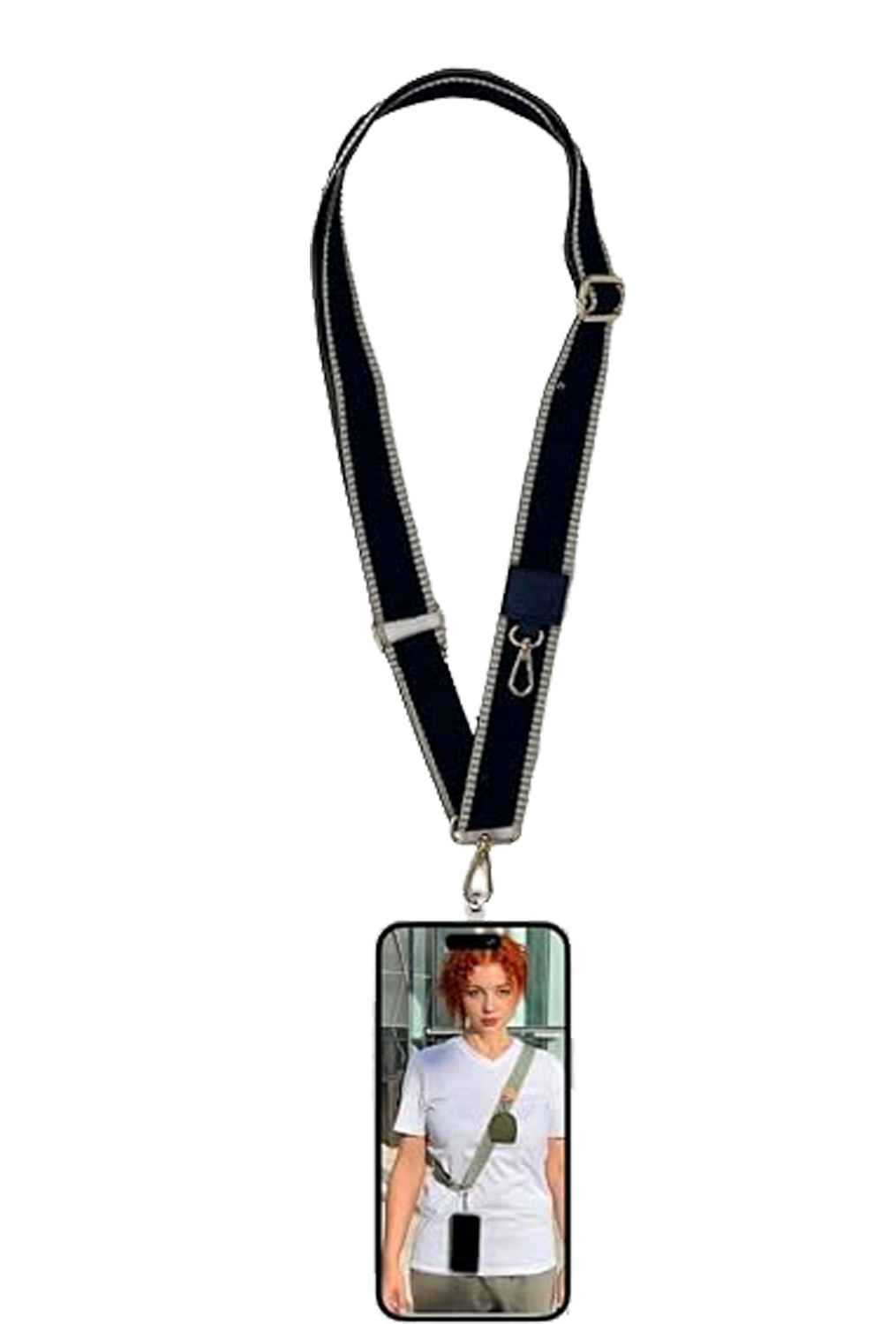 Blue UNISEX PHONE STRAP:Cotton & PU Leather Crossbody Lanyard