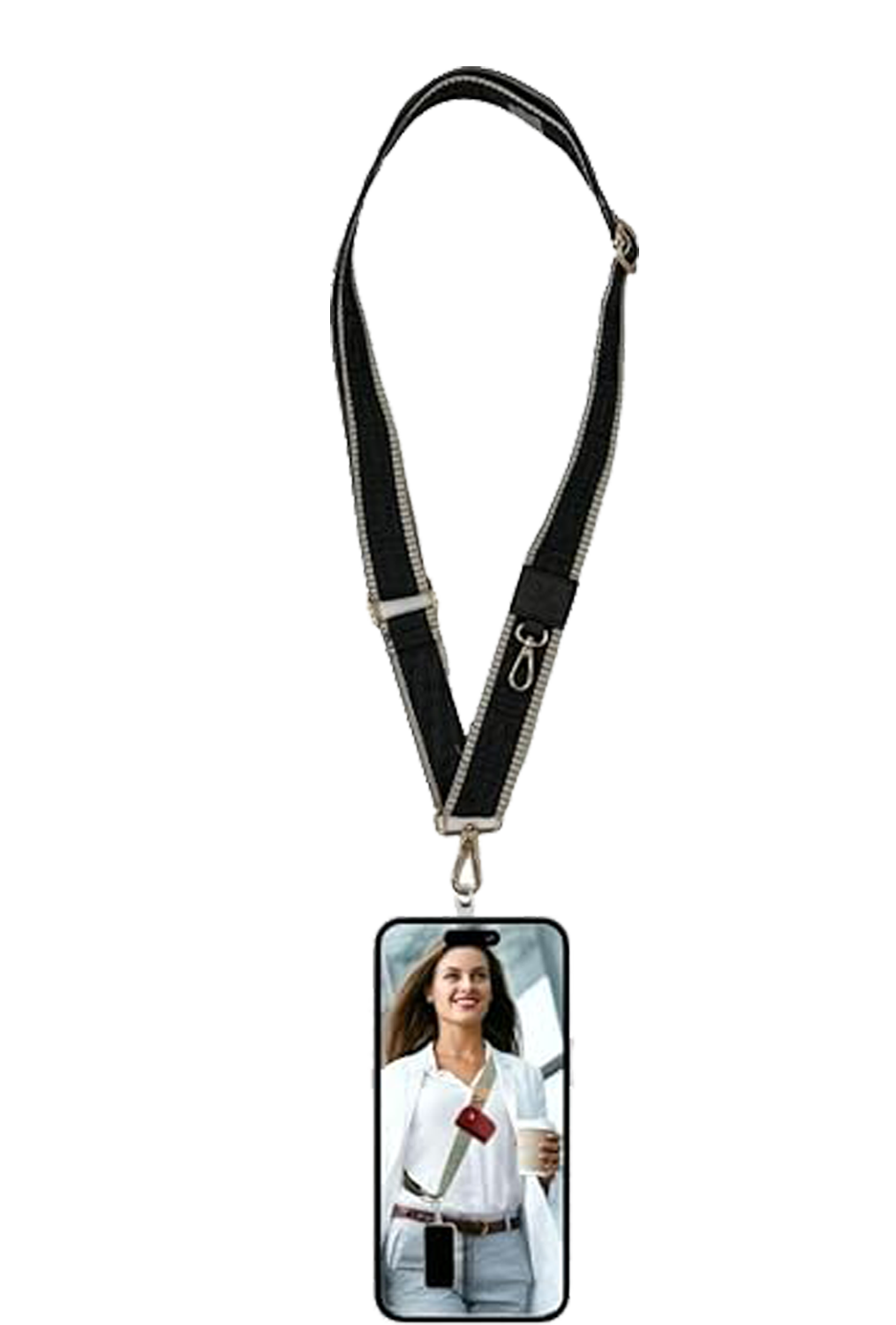 Nordic Grey UNISEX PHONE STRAP:Cotton & PU Leather Crossbody Lanyard