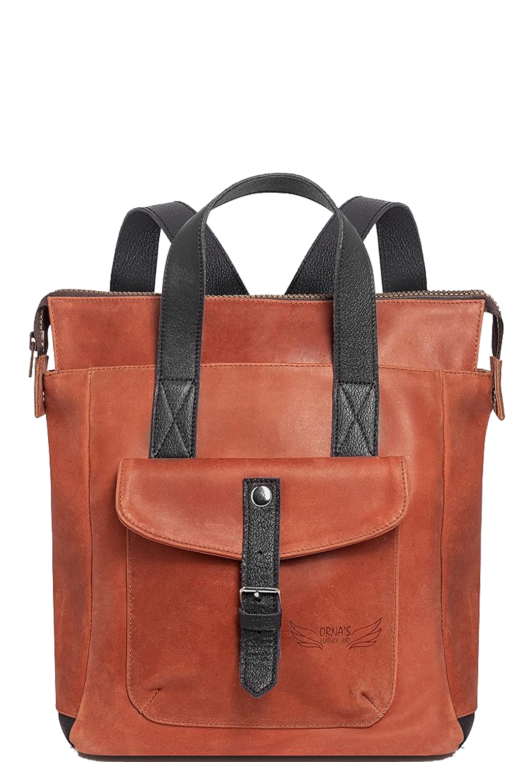 Mini SWAN Everyday leather backpack for Women Red Cognac. Practical, Stylish and Spacious Women’s Bag