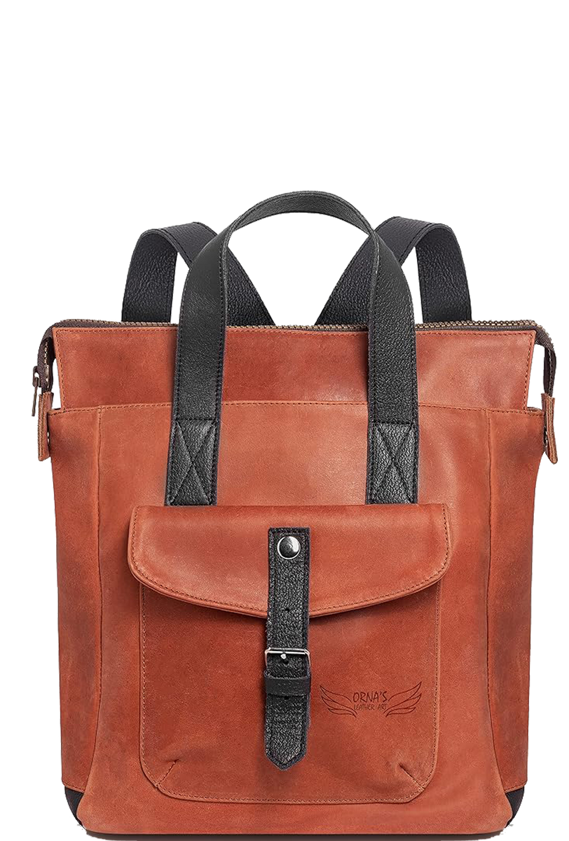 Mini SWAN Everyday leather backpack for Women Red Cognac  display picture 3