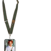 Green UNISEX PHONE STRAP:Cotton & PU Leather Crossbody Lanyard