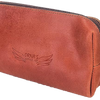 COGNAC POUCH: Real Cowhide Men’s Women’s Cognac Portable Toiletry Makeup Travel Case